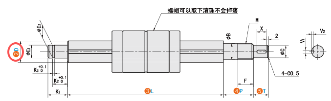 D（軸徑）