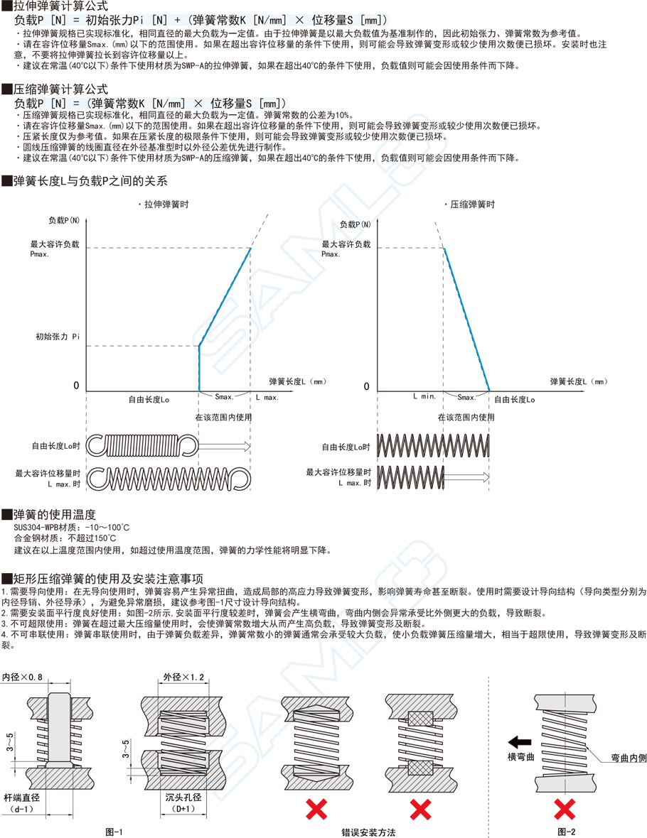 矩形壓縮彈簧-輕載型使用注意事項